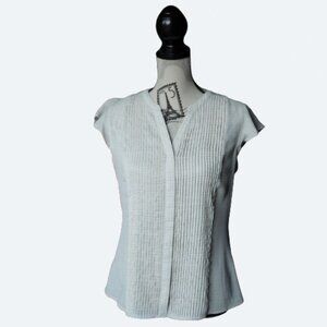 Simply Styled by Sears White Pleated Blouse Size S Elegant Summer Top